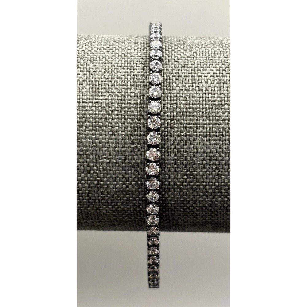 Black Rhodium Plated Sterling Silver 925 JCL Cubic Zirconia CZ Tennis Bracelet